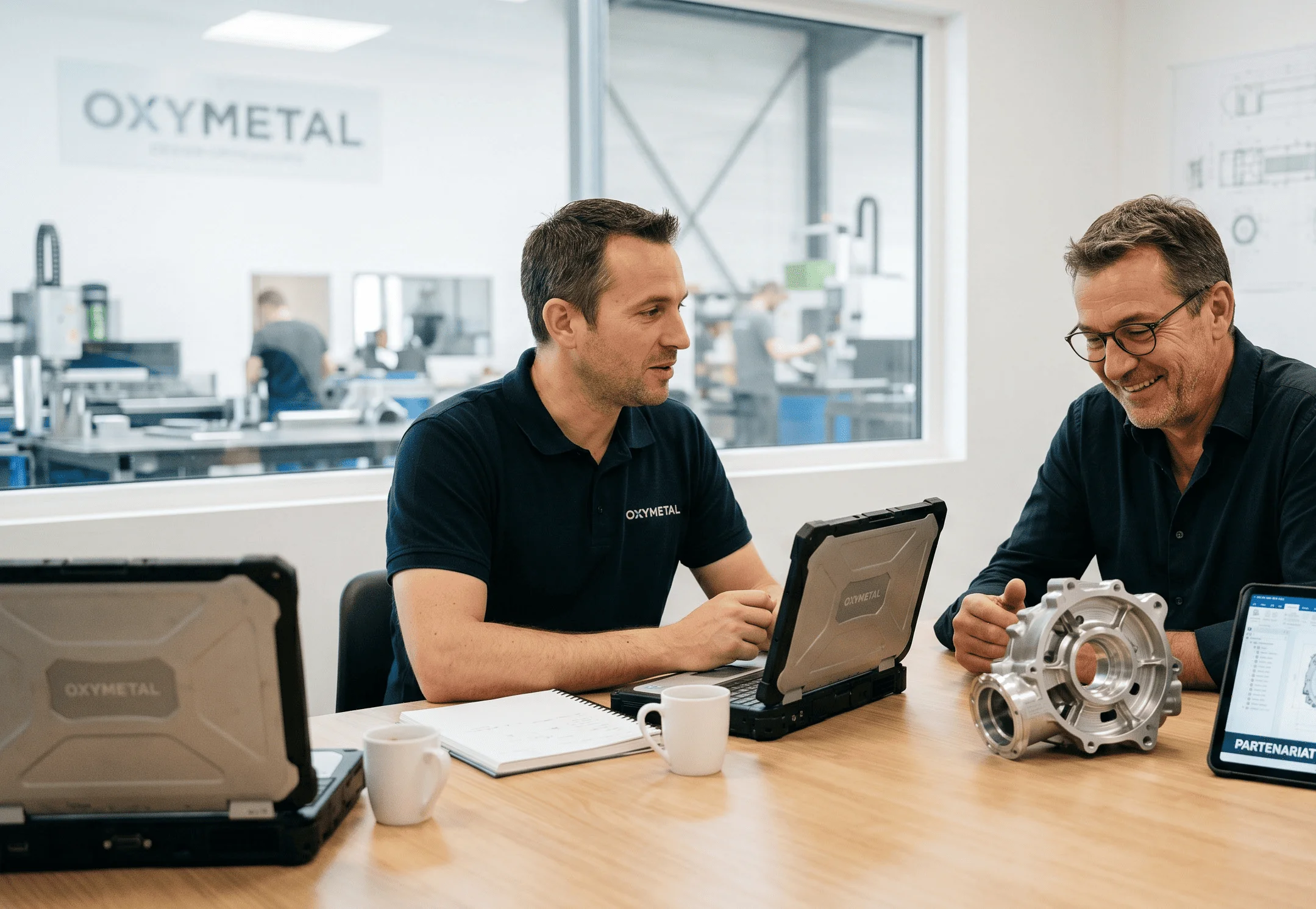 Réunion de travail entre les équipes Oxymetal et un client industriel